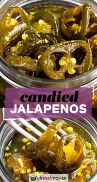 Candied Jalapenos, a homemade version of Cowboy Candy, are the perfect combination of sweet and spicy!  Perfect on burgers, sandwiches, nachos, or just all by themselves! #jalapenos #cowboycandy #candied #sweetheat #sweetandspicy #spicy #hot #condiment #topping