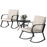 LACOO 3 Pieces Patio Furniture Set Rocking Chairs Bistro Sets Outdoor Conversation Sets with Coffee Table, Beige Cushion - Walmart.com