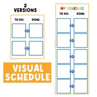 "TO DO VISUAL SCHEDULE ✅ 2 BOARDS INCLUDED: -SMALL BOARD (1 PAGE) -LONG BOARD (2 PAGES) -------------------- PICTURE COMMUNICATION CARDS SOLD SEPARATELY (SEE OTHER LISTINGS FOR PECS) 1600+ CARTOON PECS https://www.etsy.com/ca/BusyBooksandBinders/listing/1361997686/1600-cartoon-pecs-first-then-board?utm_source=Copy&utm_medium=ListingManager&utm_campaign=Share&utm_term=so.lmsm&share_time=1671664890812 ------------------ 3 PAGES TOTAL 8.5 x 11 PRINTER PAPER SIZE -------------- PRINT AND USE  ---------- 3 DAILY ROUTINE BOARDS  https://www.etsy.com/ca/BusyBooksandBinders/listing/1352338207/daily-routine-boards-morning-bedtime?utm_source=Copy&utm_medium=ListingManager&utm_campaign=Share&utm_term=so.lmsm&share_time=1669695789757 ---------- PECS SOLD SEPARATELY.  SEE LISTINGS BELOW ⤵️: 40 CHORE PE