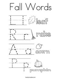 Fall Words Coloring Page - Twisty Noodle