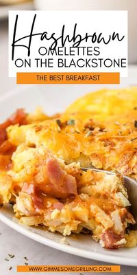 If you love Hash Browns and Omelettes then we have the breakfast that's perfect for you! This delicious Hash Brown Omelette on the Blackstone combines the two into the perfect breakfast. A hash brown filled with eggs, ham and cheese that's out of this world epic.