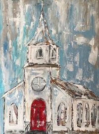 I love to paint old churches. 16 x 20 painted in acrylics.