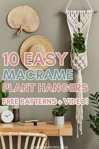 Learn how to make your own macrame plant hanger with these 10 super easy macrame plant hanger patterns! This isn't your average roundup- I personally designed each of these 10 beginner friendly patterns and they include a written tutorial and video to show you exactly how to make them! Come check them out and add some boho beauty to your home today! | free macrame patterns | macrame for beginners | diy plant hanger