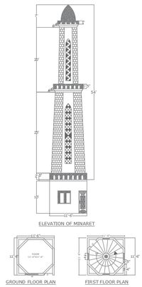 Download Free Minaret DWG Architecture Plan and Elevation Details - Cadbull