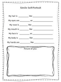 FREE simile self-portrait printable poem template!