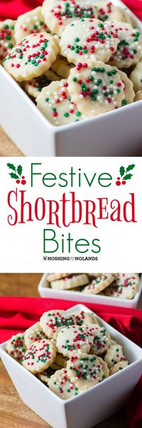 One that you can go back to and have another and another and still not add up to one big cookie. That is why I love these Festive Shortbread Bites.