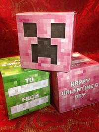 Minecraft Valentine boxes from Atlas Artistry | Cool Mom Tech Maybe make them so they open and close and put some candy or a sticker or something inside.