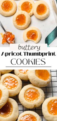 These apricot thumbprint cookies are so simple and tasty. They're made with a shortbread-like dough filled with tart apricot preserves or jam that balances the sweetness beautifully. They're perfect for any Christmas cookie box!