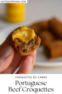 Beef Croquettes are classic Portuguese snack, they consist of a deep fried batter made with slow cooked beef and bechamel sauce. They are the perfect appetizer to have with a cold beer or glass of white wine, and an absolute crowd pleaser! You have to give this recipe a try! #croquettes #beef #portugueserecipes #portuguesefood