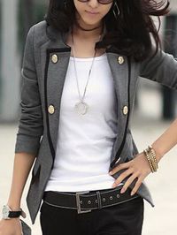 Lapel Contrast Trim Blazer