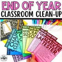 The end of the school year is hectic and busy. Don't you wish you could take one thing off of your plate? End of Year Jobs help you do exactly that! Share the clean-up tasks with your students with these job cards that will get your students cleaning and organizing your room with you!What is include...