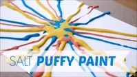 How to make and use DIY salt puffy paint with kids. This is a tried-and-true favorite process art material and technique for children of all ages. #kidsart #artsandcrafts #kidspainting #kidsactivities #paintingforkids #paintingideas #paintingtechniques #artforkids