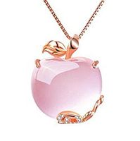 Rose Gold necklace, Pink crystal Apple necklace pendant Fashion Jewelry Accessories for women girl birthday Festival gifts