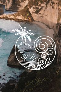 Line Surf and Sun Vinyl Decal / Line Design Sun Waves and Palm - Etsy Costa Rica