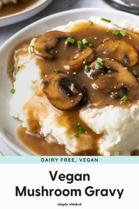 This simple vegan mushroom gravy is savory, earthy and full of satisfying umami. It will make a perfect addition to your favorite mashed potatoes. With the option to make it gluten free, this allergy friendly recipe will quickly become a household favorite!