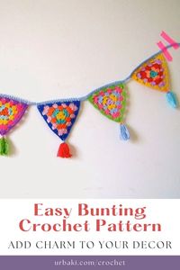 Brighten up your space with this simple and charming crochet bunting pattern! Perfect for celebrations, nurseries, or everyday decor, this bunting is easy to make and adds a festive touch to any room. Choose your favorite colors and create a personalized garland that can be used for birthdays, holidays, or just to add a pop of color to your home. This quick crochet project is suitable for beginners and a great way to add handmade charm to your living space.