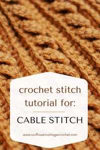 The Cable Stitch is worked up totally different than traditional crochet cabling. You won’t be doing any triple crochets or crossing over things so much as with traditional cable crocheting. Instead, you will be creating what I refer to as “bridges” and skipping only a couple of stitches. Check out my free step by step tutorial here.