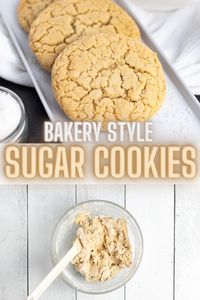 Whip up a batch of these irresistible easy sugar cookies; make them 'normal size' or 'giant.' They have the perfect balance of crispy edges and gooey centers—one of my kids favorite cookies! These easy sugar cookies can be ready for the oven in 5 minutes or less. A sweet crisp outside with gooey soft inside. A yummy bakery style sugar cookie recipe everyone will enjoy.