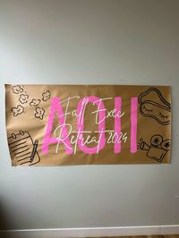 Handpainted banner, custom banner, kraft paper banner, paint with me, soritity retreat, alpha omicron pi, ΑΟΠ, AOII, fall exec retreat, sister weekend, party decor, self care weekend, goal planning