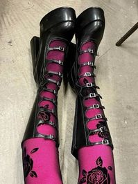 Patent Leather Belt Buckle Sexy Boots Platform Hollow Street Punk Thick High Heels Party Zip Summer