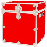 The Rhino Cube Leather Embossed Vinyl Trunk combines strong hand-crafted construction and old world trunk-making skills with top quality materials premium-grade Baltic Birch hardwood plywood, heavy duty nickel-plated steel hardware, leather embossed vinyl, and genuine leather handles. Color: Red.