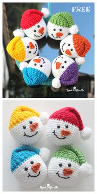 Häkeln Sie Schneemannköpfe Amigurumi Kostenlose Anleitung + Video