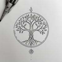 This tattoo was generated using the following prompt: a tree of life, representing long lasting friendships. The style selected was: minimal