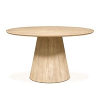 Bring a touch of whimsy to your dining room with the Casablanca Natural Round Dining Table. The round top and tapered pedestal base create a unique silhouette, while the natural light wood finish adds a warm, inviting touch. #natural, #coastal, #diningtable