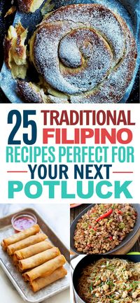 The Philippines food is definitely one of the best! Here is a list of my favorite Filipino desserts, breakfasts, lunches, dinners, and even Filipino party food. Next time you are invited to a Filipino potluck, you will be more than ready! | Best Filipino Recipes #potluck #filipino #filipinorecipes #filipinofood #diybunker #easyrecipes