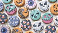 PASTEL HALLOWEEN COOKIES ~ Satisfying Cookie Decorating of Circle Halloween Cookies with Royal Icing