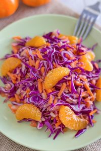 Vitamin Packed Red Cabbage Salad. Super Healthy Recipe. Only 5-ingredients and ready in 10 minutes | happyfoodstube.com