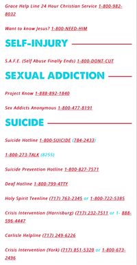 if needed pls call any of these hotlines. you are not alone.  #awareness #youarenotalone #hotline #suicideisnottheanswer