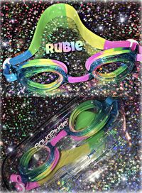 My daughters | Aqua 2dude Swim Goggles | Unicorn Rubie | Pool Fun | Waterpark | Rainbow Glitter Swimming Goggles | Summer Vacation