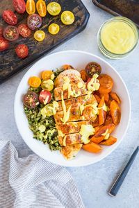 Orange Marinated Chicken Bowls with Zucchini "Rice" (Paleo) - The Roasted Root