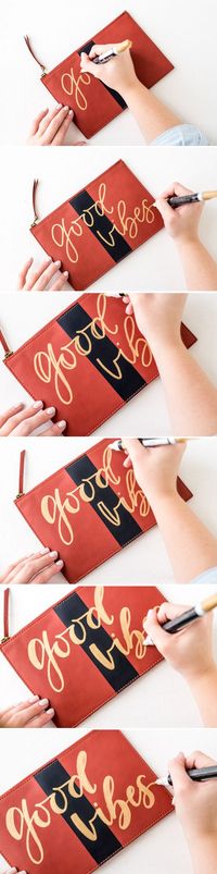 Customize your style with a DIY decorate clutch purse using Elmer's Painters paint markers. Just draw, let dry, and you're done!