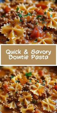 Make a satisfying and savory meal in minutes with this quick bowtie pasta recipe combined with ground beef. It’s a crowd-pleaser that offers rich, hearty flavors perfect for any night of the week.