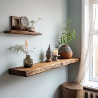 Live Edge Floating Shelf Solid Wood Bookcase Shelves on Wall for Home Decor Living Room - Etsy