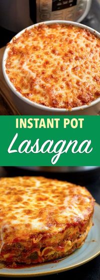 Instant Pot Lasagna is delicious and hearty. No need to pre-cook the pasta. Pressure cooker lasagna is easy to make. simplyhappyfoodie.com #instantpotrecipes #instantpotlasagna #pressurecookerlasagna