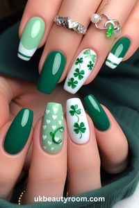 Painting your nails with a St Patrick’s Day theme is a creative way to show your love for the Irish culture and celebrate the holiday! You can use different techniques, tools, and nail stickers to create patterns, motifs, and effects that reflect the St Patrick’s Day traditions and spirit. This post lists 17 different ideas for St Patrick’s Day nails. 🍀