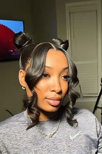 It’s summertime, so don’t forget to have some fun with your hairstyles! Here’s a nice and creative style: double buns with face-framing pieces. @thelacesoiree