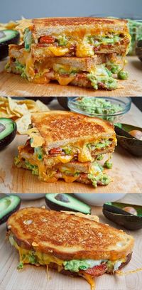 Bacon Guacamole Grilled Cheese Sandwich - on the list of things I wish I'd never seen. Uuuummmm buying ingredients tomorrow!!!