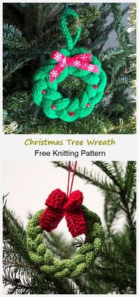 Little Christmas Tree Wreath Free Knitting Pattern