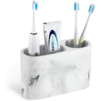 Luxspire - 2 Slots Toothbrush Holders for Bathrooms Features: 12 Slots: The separate 2 slots allow you to store different bathroom accessories without mixing up, and is convenient to reach. 2Resin Material: Made of natural resin, the toothbrush holder is waterproof and sturdy for long-term use.Non-irritating smell, just clean it with a damp cloth. 3Non-slip Pads: The anti-slip pads at the bottom keep the resin toothbrush holder from moving and abrasing your countertop. 4Versatile Holder: The too