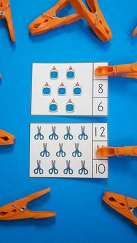 Back to School Count and Clip Cards (Sets to 12) $   #backtoschool #kampkindergarten  #kindergartenmath #clipcards https://www.teacherspayteachers.com/Product/Back-to-School-Items-Count-and-Clip-Cards-Sets-to-12-1980377