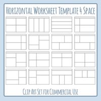 Worksheet Templates / Layouts Horizontal Four Space / 4 Section Clip Art