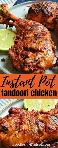 Learn how to make Instant Pot Tandoori Chicken that does not taste like a boiled mess. Best Juicy Chicken on the bones with the perfect char and a lip smacking good tandoori marinade. You’ll learn to make the easy homemade tandoori marinade which is the secret to this recipe. For easy instant pot recipes visit my blog @foodiesterminal.com #tandoori #chickentandoori #instantpotchickenquarters #instantpottandoorichicken #easychickenrecipe #foodiesterminal #quick #chickendinner #familydinner