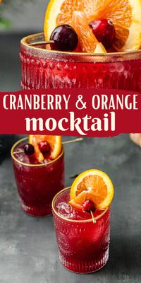 This tasty Cranberry and Orange Mocktail is a delicous and easy non alcoholic drink for fall! This is the perfect Thanksgiving drink for anyone who is avoiding alcohol. It's just as fancy as a cocktail with a delicous mix of flavors!