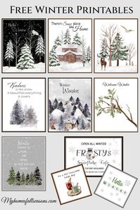 Free Winter Printables to warm the winter season in your home. Landscapes and quotes for the wall and several tiered tray signs..Um It's Still Winter! Free Winter Printables