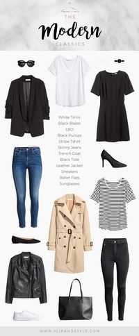 Modern classics for a capsule wardrobe | Style essentials & minimalist outfits, all pieces from H&M | Created by Vanessa at http://www.flipandstyle.com