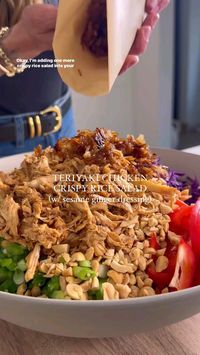 TERIYAKI CHICKEN CRISPY RICE SALAD with Creamy Sesame Ginger Dressing, the last crispy rice salad in the series that has gone viral!  @kalejunkie @skinnytaste @buzzfeedtasty